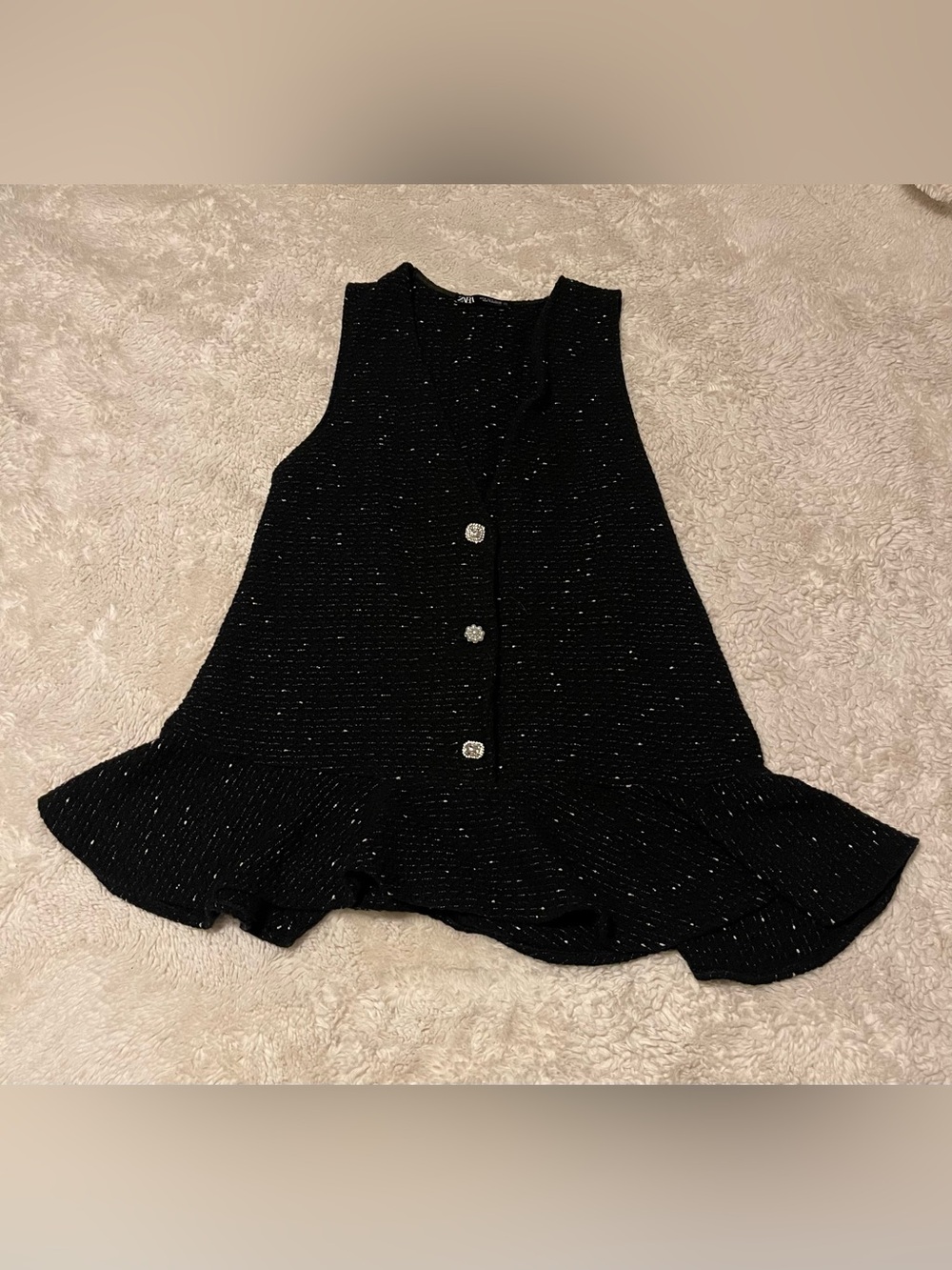 Zara Black Tweed Pinafore Vest Jumper size M